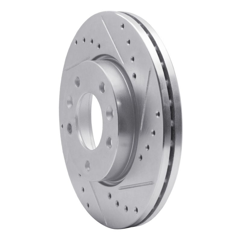 Kia Sedona Brake Rotor (1) - Front Right - R1 Concepts - Drilled & Slotted - Silver - 2002